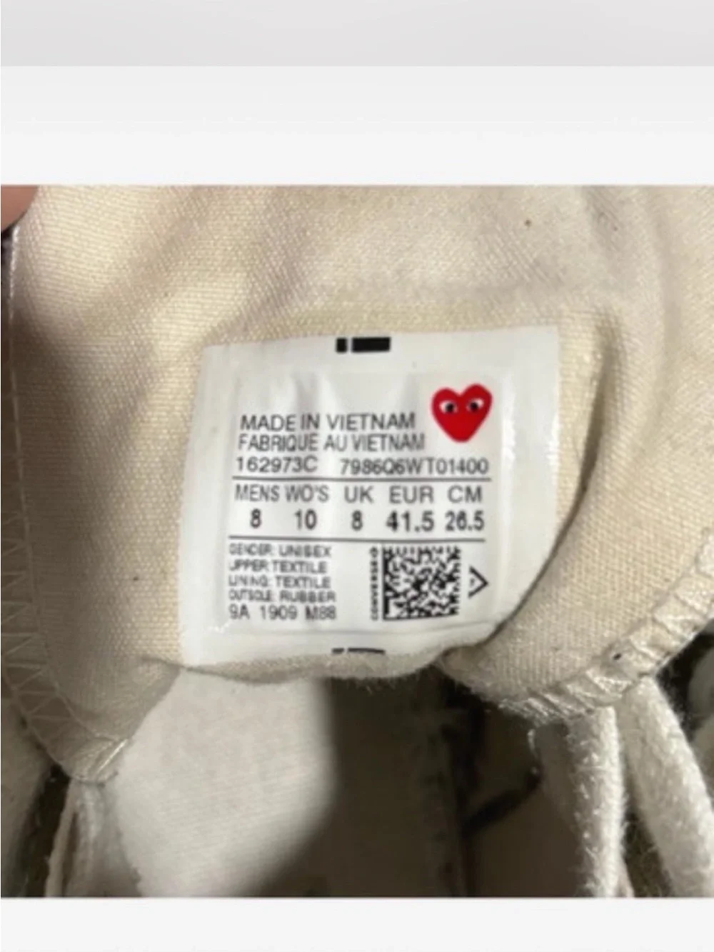 CDG PLAY x Converse Olive High Top - Picture 6 of 10